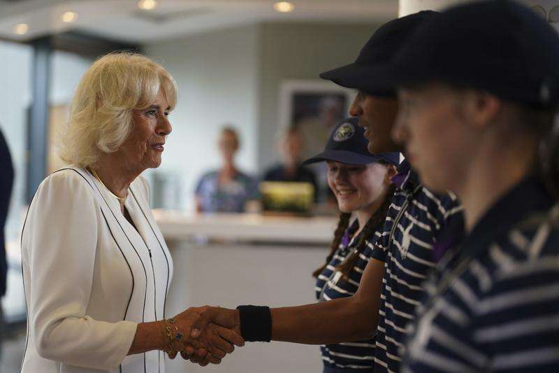 Queen Camilla arrives at Wimbledon