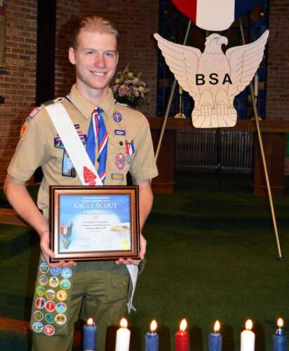 Boy Scout receives highest rank in scouting