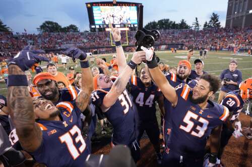 No. 23 Illinois outlasts Purdue 50-49 in overtime on sack on 2-point conversion