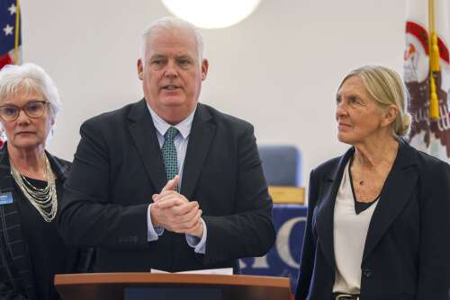 Saying it will increase public safety and infrastructure costs and change the aesthetics of their communities, leaders of several Northwest suburbs gathered Thursday to oppose Gov. JB Pritzker’s pla...