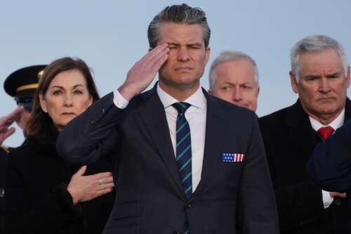 WASHINGTON — The Trump administration launched military strikes Friday in Syria to “eliminate” Islamic State group fighters and weapons sites in retaliation for an ambush attack that killed two ...