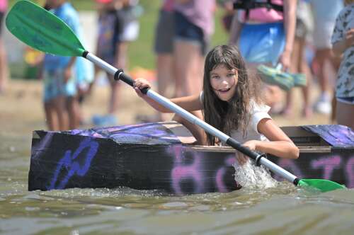 Water and cardboard mix well in Fox Lake