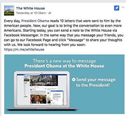 Best way to message POTUS: Facebook chatbot or old-fashioned email?