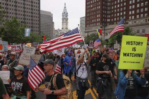 Protesters crowd into streets, parks and plazas at anti-Trump ‘No Kings’ demonstrations across US