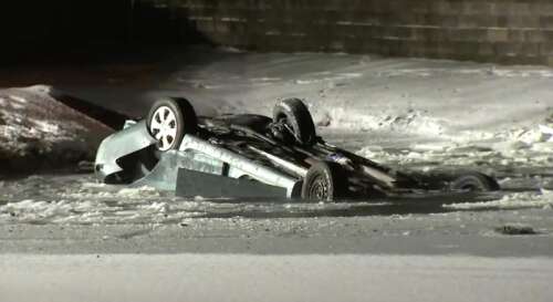 Aurora man dies after car plunges into icy pond, flips over