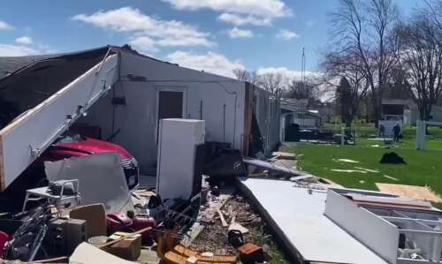 An apparent tornado tore through the village of Lena Friday afternoon, causing extensive damage although no one was fatally injured, authorities said. “Tonight, our village faced a devastating torna...