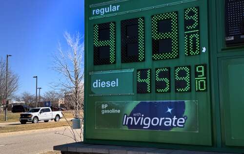 As he fueled up Monday at a Casey’s gas station in Naperville, Nick Harris quantified the impact of a 50-cent spike in a gallon of regular within a week. “It’s crazy,” said Harris, who works f...