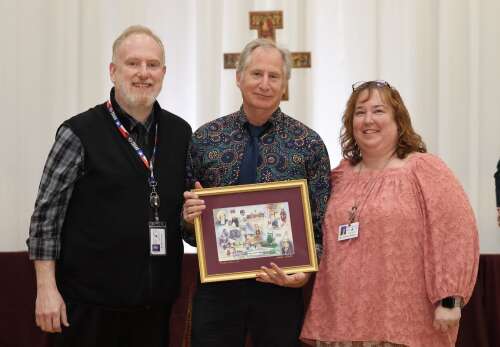 Montini teacher Barry Briggs celebrating his retirement after 18 years at the Lombard school - Vimarsana News