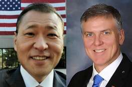 Charlie Kim, left, and James Marter are the Republican candidates for Illinois' 14th Congressional District seat in the 2024 primary election.