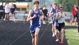 St. Francis’ Charlie Coyle participates in the 3200 meter run Thursday, May 16, 2024, during the Class 2A boys track sectional at Sycamore High School.