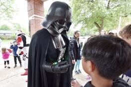 Darth Vader meets with students Thursday at Patton Elementary School during the Arlington Heights school’s 17th annual Walkathon to benefit Make-A-Wish.