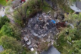 Authorities say one person was killed Tuesday when a house exploded in the 23500 block of North Overhill Road near Lake Zurich. Investigators searched through the rubble Wednesday searching for clues to what caused the explosion.