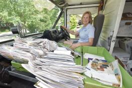 Mail carrier Amy Becker on her route in Green Oaks Thursday. She is retiring after 43 years.
