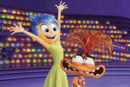 Joy (voiced by Amy Poehler), left, and Anxiety (voiced by Maya Hawke) play major roles in “Inside Out 2.”