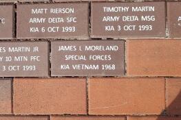 This brick at Arlington Heights' Memorial Park will be formally dedicated during Monday's Memorial Day ceremonies in honor of Sgt. 1st Class James Moreland, who was killed in Vietnam in 1968 but listed as MIA until 2011.