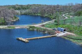A recently installed fishing dock is part of work associated with a comprehensive master plan underway at Lakewood Forest Preserve near Wauconda.