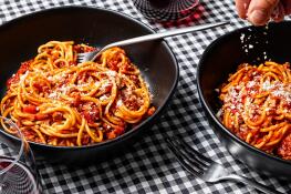Spaghetti with meat sauce was a staple of staff writer Aaron Hutcherson’s childhood, and this recipe is an homage to his mother’s version.