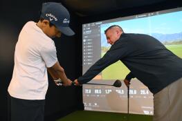 Brad Ray works with student Niyam Upadhyay, 13, of Inverness at the new Northwest Golf Academy in Barrington. Ray, a PGA golf instructor, has been coaching players at Makray Memorial Golf Club for the past 20 years and recently opened his own indoor golf practice center nearby.
