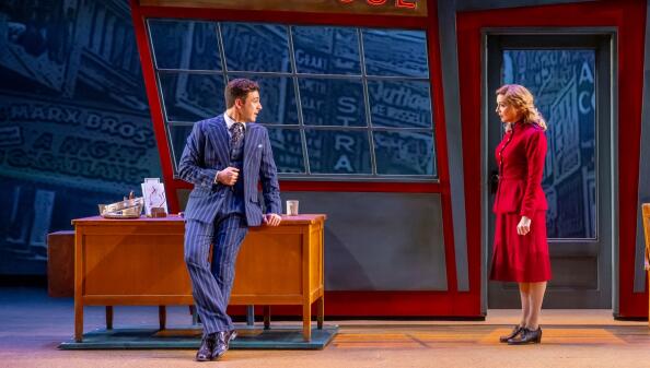Erica Stephan plays prim, proper Sarah Brown and Pepe Nufrio plays charming gambler Sky Masterson in Drury Lane Theatre's sparkling revival of “Guys and Dolls.”