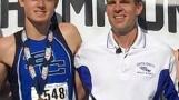 Retiring Central High boys track coach Mike Schmidt, right, pictured with his son, Zac, at the 2019 Boys Track &amp; Field State Finals in Charleston. Entering this season, Zac Schmidt was among 72 boys who have earned all-state honors in relays or individual events in Mike Schmidt’s 29 seasons as Rockets head coach.