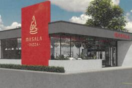 A rendering of the Masala Pizza proposed for the former site of Title Max at Golf Road and Salem Drive in Schaumburg.