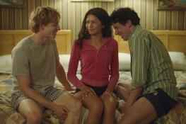 “Challengers,” starring Mike Faist, left, Zendaya and Josh O'Connor, won the box office this weekend.
