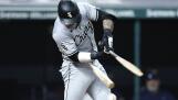Chicago White Sox designated hitter Korey Lee breaks his bat as he hits a single off Cleveland Guardians pitcher Scott Barlow during the eighth inning of a baseball game, Tuesday, April 9, 2024, in Cleveland. (AP Photo/Ron Schwane)