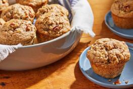 Made with plenty of sweet, ripe bananas, whole-wheat flour and healthy oil, these Banana Pecan Muffins are fragrant with cinnamon and vanilla, and have a hearty pecan crunch.