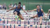 Geneva’s Alyssa Flotte (left) and Wheaton North’s Sophie Dalrymple compete in the 100-meter hurdles during the DuKane Conference Girls Outdoor Championships at Lake Park in Roselle on Thursday, May 2, 2024.