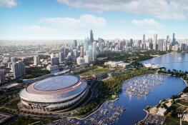 The Chicago Bears on Wednesday unveiled designs for a new domed stadium on the parking lot south of Soldier Field. The team has pledged about $2 billion toward the project, but is looking for at least that much in taxpayer money for the entire multi-phased redevelopment on the Museum Campus.