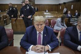 Former President Donald Trump appears at Manhattan criminal in New York, Friday, April 19, 2024. (Curtis Means/Pool Photo via AP)