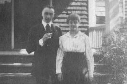 “Little Orphan Annie” creator Harold Gray, seen here with his wife, Doris Gray, at their Lombard home (the birthplace of the comic strip) is featured as part of the Lombard Historical Society's new exhibition, “Leapin Lizards! A Hundred Years of Little Orphan Annie.”