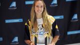 Barrington graduate Ember Stennett, a freshman at the University of Maryland-Baltimore County, holds the award for being named diver of the meet at the America East Conference Swimming and Diving Championships in February in Lexington, Va.