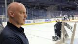 Chicago Wolves GM Wendell Young watches his team practice at the Allstate Arena Tuesday morning. The Wolves face Charlotte in Game 3 of the Calder Cup Finals Wednesday night at home, with the series tied at 1-1.