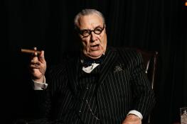 David Payne plays Sir Winston Churchill in “Churchill,” a solo show about the late British prime minister in a limited run at the Broadway Playhouse.