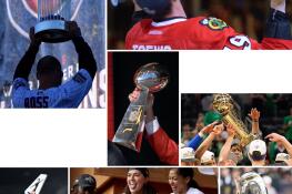 Professional sports championship trophies.