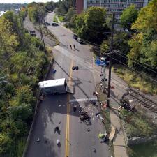 One dead, two injured after train engine collides with landscaping truck in Elgin