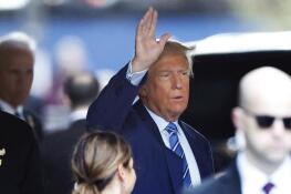 Former President Donald Trump leaves Trump Tower Tuesday for Manhattan Criminal Court in New York. Trump is set to return to court as a judge works to find a panel of jurors who'll decide whether the former president is guilty of criminal charges alleging he falsified business records to cover up a sex scandal during the 2016 campaign.