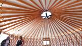 JCC Chicago has operated Elaine Frank Apachi day camp near Long Grove since 2008. In 2023, Sunrise Day Camp for kids with cancer was opened and shares the campus. Camp Director Karen Abrams and Jennifer Zislis, director of operations, check out one of four yurts new this season.